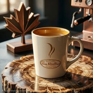 Tim Hortons 2006 Limited Edition Mug #006 Gold Logo Beige Retro Cafe Core